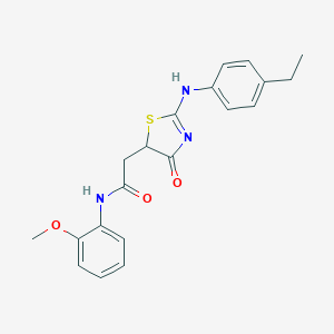 molecular formula C20H21N3O3S B398223 2-[2-(4-ethylanilino)-4-oxo-1,3-thiazol-5-yl]-N-(2-methoxyphenyl)acetamide 