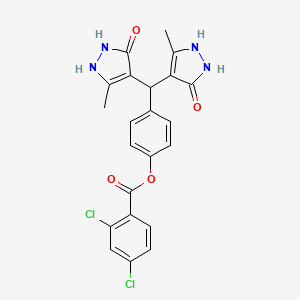 molecular formula C22H18Cl2N4O4 B3982233 4-[bis(5-hydroxy-3-methyl-1H-pyrazol-4-yl)methyl]phenyl 2,4-dichlorobenzoate CAS No. 433233-81-9