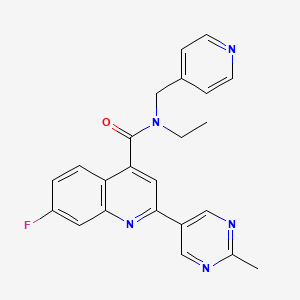 molecular formula C23H20FN5O B3982237 N-ethyl-7-fluoro-2-(2-methylpyrimidin-5-yl)-N-(pyridin-4-ylmethyl)quinoline-4-carboxamide 