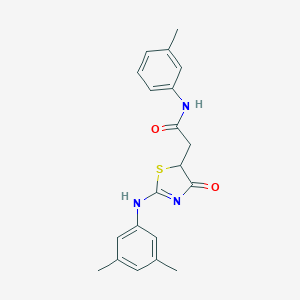molecular formula C20H21N3O2S B398224 2-[2-(3,5-dimethylanilino)-4-oxo-1,3-thiazol-5-yl]-N-(3-methylphenyl)acetamide 