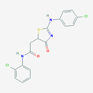 2-[2-(4-chloroanilino)-4-oxo-1,3-thiazol-5-yl]-N-(2-chlorophenyl)acetamide