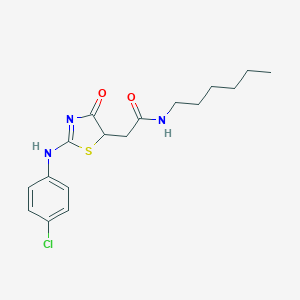 2-[2-(4-chloroanilino)-4-oxo-1,3-thiazol-5-yl]-N-hexylacetamide