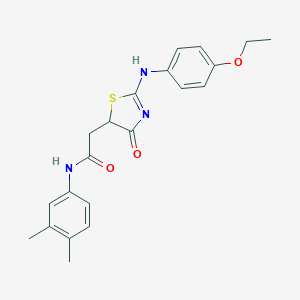 molecular formula C21H23N3O3S B398230 N-(3,4-dimethylphenyl)-2-[2-(4-ethoxyanilino)-4-oxo-1,3-thiazol-5-yl]acetamide 