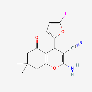 2-amino-4-(5-iodo-2-furyl)-7,7-dimethyl-5-oxo-5,6,7,8-tetrahydro-4H-chromene-3-carbonitrile