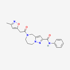 molecular formula C20H21N5O3 B3982309 5-[(3-methylisoxazol-5-yl)acetyl]-N-phenyl-5,6,7,8-tetrahydro-4H-pyrazolo[1,5-a][1,4]diazepine-2-carboxamide 