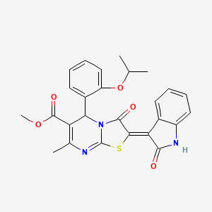 molecular formula C26H23N3O5S B3982339 methyl 5-(2-isopropoxyphenyl)-7-methyl-3-oxo-2-(2-oxo-1,2-dihydro-3H-indol-3-ylidene)-2,3-dihydro-5H-[1,3]thiazolo[3,2-a]pyrimidine-6-carboxylate 