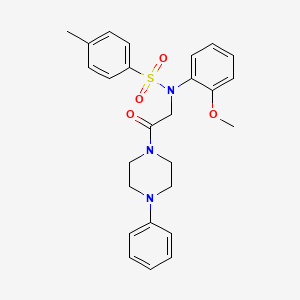 molecular formula C26H29N3O4S B3982406 N-(2-METHOXYPHENYL)-4-METHYL-N-[2-OXO-2-(4-PHENYLPIPERAZIN-1-YL)ETHYL]BENZENE-1-SULFONAMIDE 