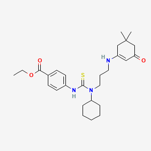 ethyl 4-{[(cyclohexyl{3-[(5,5-dimethyl-3-oxo-1-cyclohexen-1-yl)amino]propyl}amino)carbonothioyl]amino}benzoate