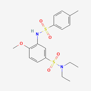 molecular formula C18H24N2O5S2 B3982430 N,N-diethyl-4-methoxy-3-{[(4-methylphenyl)sulfonyl]amino}benzenesulfonamide 