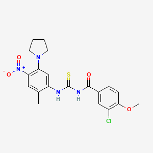 3-chloro-4-methoxy-N-({[2-methyl-4-nitro-5-(1-pyrrolidinyl)phenyl]amino}carbonothioyl)benzamide