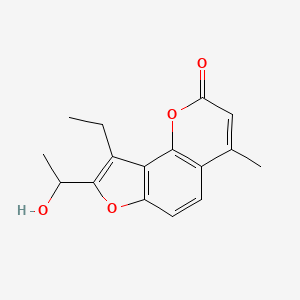 molecular formula C16H16O4 B3982531 9-ethyl-8-(1-hydroxyethyl)-4-methyl-2H-furo[2,3-h]chromen-2-one 