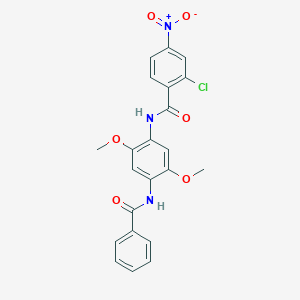 molecular formula C22H18ClN3O6 B3982534 N-[4-(benzoylamino)-2,5-dimethoxyphenyl]-2-chloro-4-nitrobenzamide 