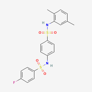 molecular formula C20H19FN2O4S2 B3982620 N-(2,5-DIMETHYLPHENYL)-4-(4-FLUOROBENZENESULFONAMIDO)BENZENE-1-SULFONAMIDE 