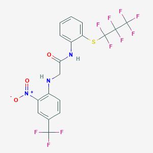 molecular formula C18H11F10N3O3S B3982695 N~1~-{2-[(heptafluoropropyl)thio]phenyl}-N~2~-[2-nitro-4-(trifluoromethyl)phenyl]glycinamide 