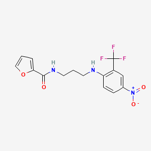 molecular formula C15H14F3N3O4 B3982707 N-(3-{[4-nitro-2-(trifluoromethyl)phenyl]amino}propyl)furan-2-carboxamide 