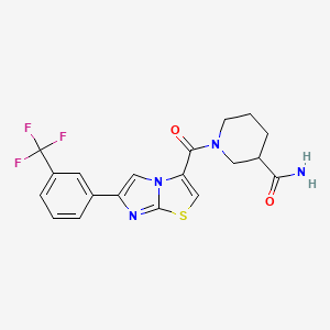 molecular formula C19H17F3N4O2S B3982786 1-({6-[3-(trifluoromethyl)phenyl]imidazo[2,1-b][1,3]thiazol-3-yl}carbonyl)-3-piperidinecarboxamide 