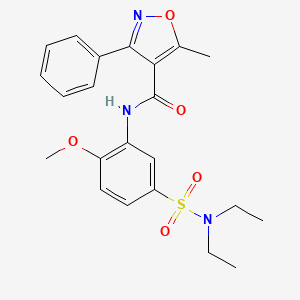 molecular formula C22H25N3O5S B3982856 N-[5-(diethylsulfamoyl)-2-methoxyphenyl]-5-methyl-3-phenyl-1,2-oxazole-4-carboxamide 