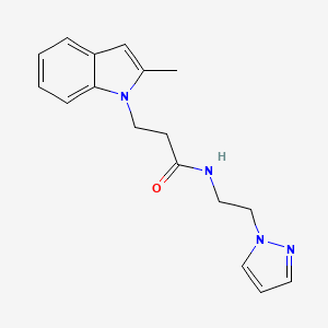 molecular formula C17H20N4O B3982892 3-(2-methyl-1H-indol-1-yl)-N-[2-(1H-pyrazol-1-yl)ethyl]propanamide 