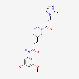 molecular formula C23H32N4O4 B3982925 N-(3,5-dimethoxyphenyl)-3-{1-[3-(2-methyl-1H-imidazol-1-yl)propanoyl]-3-piperidinyl}propanamide 