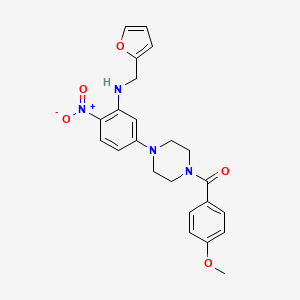 molecular formula C23H24N4O5 B3982958 N-[(FURAN-2-YL)METHYL]-5-[4-(4-METHOXYBENZOYL)PIPERAZIN-1-YL]-2-NITROANILINE 