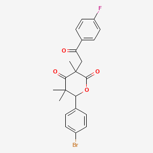 6-(4-bromophenyl)-3-[2-(4-fluorophenyl)-2-oxoethyl]-3,5,5-trimethyloxane-2,4-dione