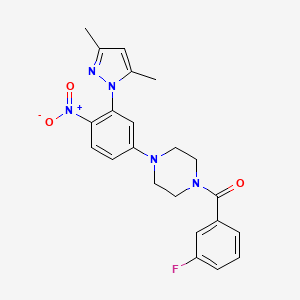 molecular formula C22H22FN5O3 B3983026 1-[3-(3,5-dimethyl-1H-pyrazol-1-yl)-4-nitrophenyl]-4-(3-fluorobenzoyl)piperazine 