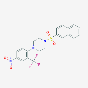 molecular formula C21H18F3N3O4S B3983037 1-(2-naphthylsulfonyl)-4-[4-nitro-2-(trifluoromethyl)phenyl]piperazine 