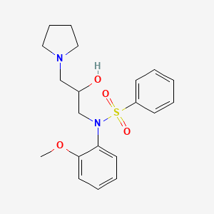 molecular formula C20H26N2O4S B3983090 N-[2-hydroxy-3-(1-pyrrolidinyl)propyl]-N-(2-methoxyphenyl)benzenesulfonamide 