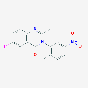 molecular formula C16H12IN3O3 B398310 3-{5-nitro-2-methylphenyl}-6-iodo-2-methyl-4(3H)-quinazolinone CAS No. 312749-55-6