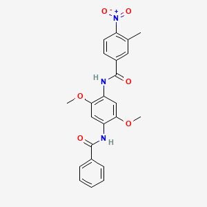 molecular formula C23H21N3O6 B3983125 N-[4-(benzoylamino)-2,5-dimethoxyphenyl]-3-methyl-4-nitrobenzamide 