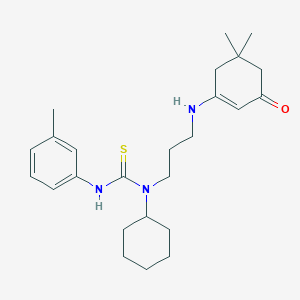 molecular formula C25H37N3OS B3983157 1-Cyclohexyl-1-{3-[(5,5-dimethyl-3-oxocyclohex-1-en-1-yl)amino]propyl}-3-(3-methylphenyl)thiourea 