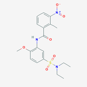 molecular formula C19H23N3O6S B3983188 N-{5-[(diethylamino)sulfonyl]-2-methoxyphenyl}-2-methyl-3-nitrobenzamide 