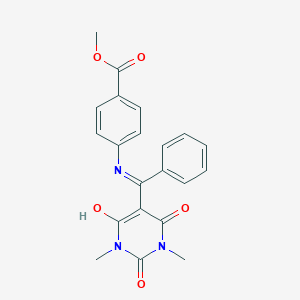 molecular formula C21H19N3O5 B398319 methyl 4-{[(1,3-dimethyl-2,4,6-trioxotetrahydropyrimidin-5(2H)-ylidene)(phenyl)methyl]amino}benzoate CAS No. 312926-59-3