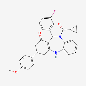 10-(cyclopropylcarbonyl)-11-(3-fluorophenyl)-3-(4-methoxyphenyl)-2,3,4,5,10,11-hexahydro-1H-dibenzo[b,e][1,4]diazepin-1-one