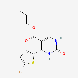 molecular formula C13H15BrN2O3S B3983213 Propyl 4-(5-bromothiophen-2-yl)-6-methyl-2-oxo-1,2,3,4-tetrahydropyrimidine-5-carboxylate 