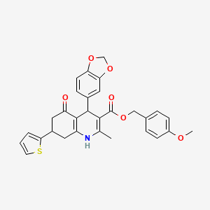 4-methoxybenzyl 4-(1,3-benzodioxol-5-yl)-2-methyl-5-oxo-7-(2-thienyl)-1,4,5,6,7,8-hexahydro-3-quinolinecarboxylate