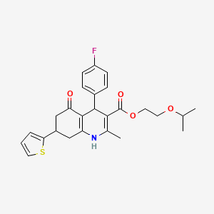 molecular formula C26H28FNO4S B3983240 2-(Propan-2-yloxy)ethyl 4-(4-fluorophenyl)-2-methyl-5-oxo-7-(thiophen-2-yl)-1,4,5,6,7,8-hexahydroquinoline-3-carboxylate 