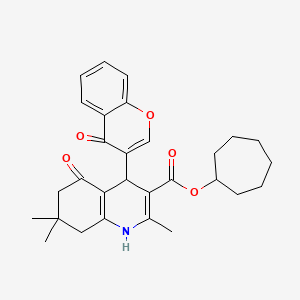 cycloheptyl 2,7,7-trimethyl-5-oxo-4-(4-oxo-4H-chromen-3-yl)-1,4,5,6,7,8-hexahydroquinoline-3-carboxylate