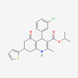 Propan-2-yl 4-(3-chlorophenyl)-2-methyl-5-oxo-7-(thiophen-2-yl)-1,4,5,6,7,8-hexahydroquinoline-3-carboxylate