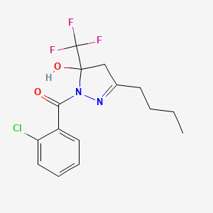 molecular formula C15H16ClF3N2O2 B3983321 3-butyl-1-(2-chlorobenzoyl)-5-(trifluoromethyl)-4,5-dihydro-1H-pyrazol-5-ol 