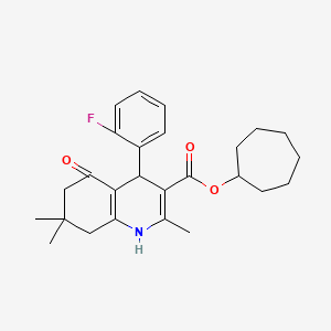 molecular formula C26H32FNO3 B3983327 cycloheptyl 4-(2-fluorophenyl)-2,7,7-trimethyl-5-oxo-1,4,5,6,7,8-hexahydro-3-quinolinecarboxylate 