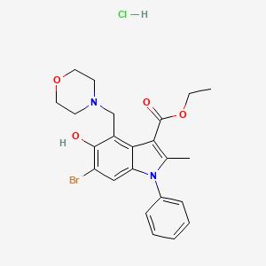 Ethyl 6-bromo-5-hydroxy-2-methyl-4-(morpholin-4-ylmethyl)-1-phenylindole-3-carboxylate;hydrochloride