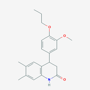 molecular formula C21H25NO3 B3983357 4-(3-METHOXY-4-PROPOXYPHENYL)-6,7-DIMETHYL-1,2,3,4-TETRAHYDROQUINOLIN-2-ONE 