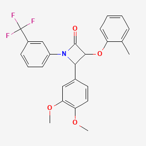 molecular formula C25H22F3NO4 B3983429 4-(3,4-Dimethoxyphenyl)-3-(2-methylphenoxy)-1-[3-(trifluoromethyl)phenyl]azetidin-2-one 