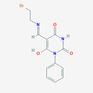 molecular formula C13H12BrN3O3 B398345 5-{[(2-bromoethyl)amino]methylene}-1-phenyl-2,4,6(1H,3H,5H)-pyrimidinetrione 