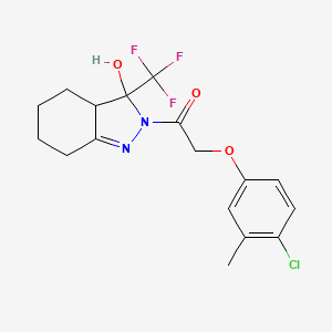 molecular formula C17H18ClF3N2O3 B3983469 2-(4-chloro-3-methylphenoxy)-1-[3-hydroxy-3-(trifluoromethyl)-3,3a,4,5,6,7-hexahydro-2H-indazol-2-yl]ethanone 