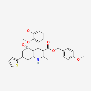 (4-METHOXYPHENYL)METHYL 4-(2,3-DIMETHOXYPHENYL)-2-METHYL-5-OXO-7-(THIOPHEN-2-YL)-1,4,5,6,7,8-HEXAHYDROQUINOLINE-3-CARBOXYLATE