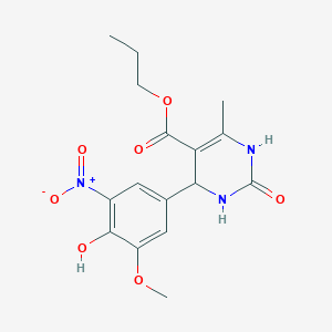 molecular formula C16H19N3O7 B3983493 propyl 4-(4-hydroxy-3-methoxy-5-nitrophenyl)-6-methyl-2-oxo-1,2,3,4-tetrahydro-5-pyrimidinecarboxylate 