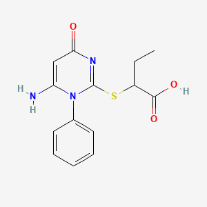 molecular formula C14H15N3O3S B3983509 2-[(6-amino-4-oxo-1-phenyl-1,4-dihydro-2-pyrimidinyl)thio]butanoic acid 