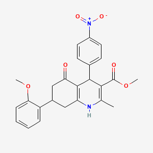 molecular formula C25H24N2O6 B3983547 methyl 7-(2-methoxyphenyl)-2-methyl-4-(4-nitrophenyl)-5-oxo-1,4,5,6,7,8-hexahydro-3-quinolinecarboxylate 